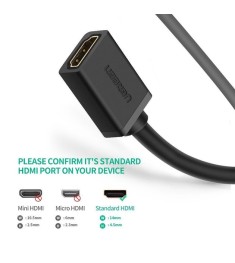 Кабель-удлинитель UGREEN HD107 HDMI M - HDMI F (0.5m) (Black)