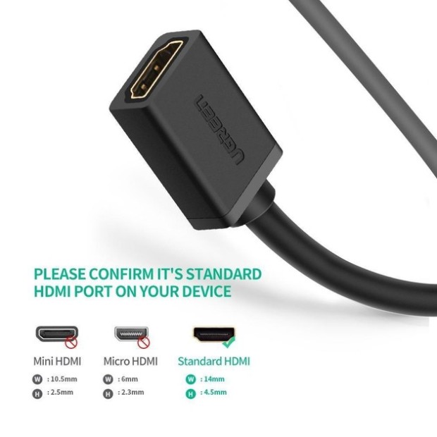 Кабель-удлинитель UGREEN HD107 HDMI M - HDMI F (0.5m) (Black)