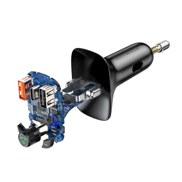 Baseus T Shaped S-13 36W QC3.0 2USB  /  QC4.0 1Type-C FM модульатор (Чорний) CCMT000101