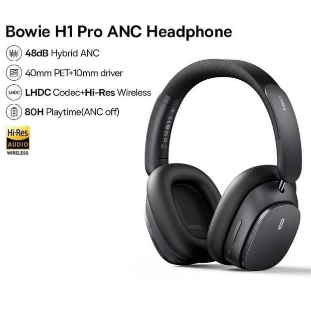 Бездротові накладні навушники-гарнітура Baseus Bowie H1 Pro (Чорні)