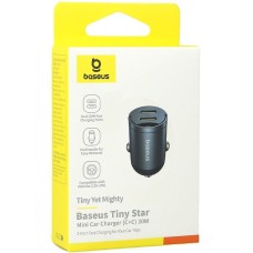 АЗП-адаптер Baseus Tiny Star Mini 30Вт (2Type-C) (Чорний) C00035001121-03