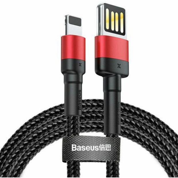 USB-кабель Baseus Cafule Special Edition 2.4A (1м) (Lightning) (чорний / червоний) CALKLF-B19