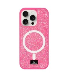 Чохол Bling World Rock Diamond MagSafe для iPhone 16 Pro Max (Яскраво-рожевий)