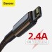 USB-кабель Baseus Tungsten Gold 2.4A (2м) (Lightning) (Чорний) CALWJ-A01