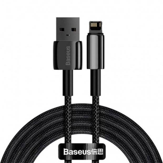 USB-кабель Baseus Tungsten Gold 2.4A (2м) (Lightning) (Чорний) CALWJ-A01