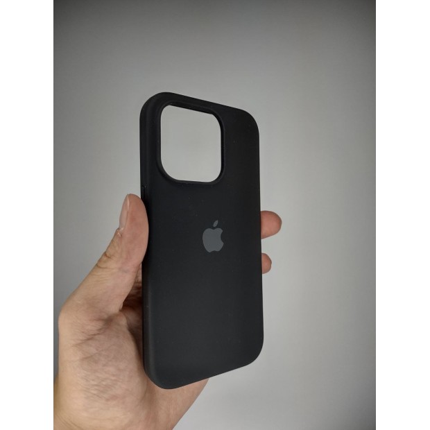 Силіконовий оригінальний круглий чохол для Apple iPhone 15 Pro (07) чорний