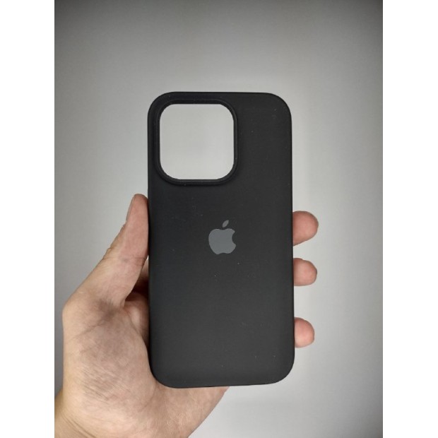 Силіконовий оригінальний круглий чохол для Apple iPhone 15 Pro (07) чорний