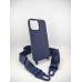 Силіконовий чохол з ремінцем для Apple iPhone 13 Pro Max (темно-синій)