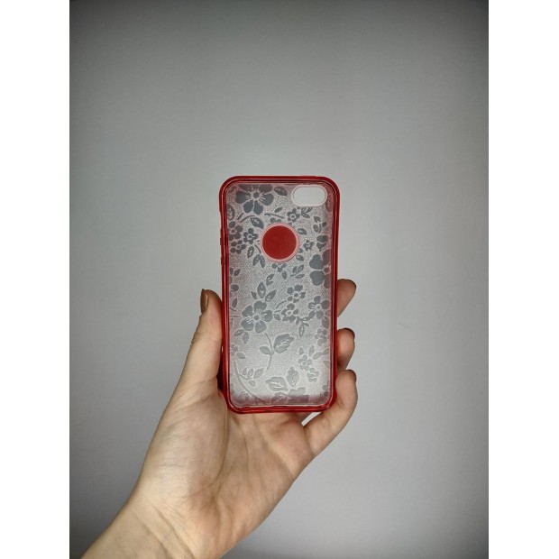 Силикон Glitter Apple iPhone 5 / 5s / SE (Red Flowers)