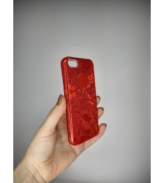 Силіконовий чохол Glitter для Apple iPhone 5  /  5s  /  SE (Червоні квіти)