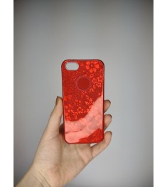 Силіконовий чохол Glitter для Apple iPhone 5  /  5s  /  SE (Червоні квіти)