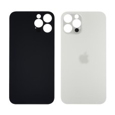 Заднє скло корпусу Apple iPhone 12 Pro Silver (біле) (Big hole)