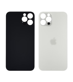Заднє скло корпусу Apple iPhone 12 Pro Silver (біле) (Big hole)