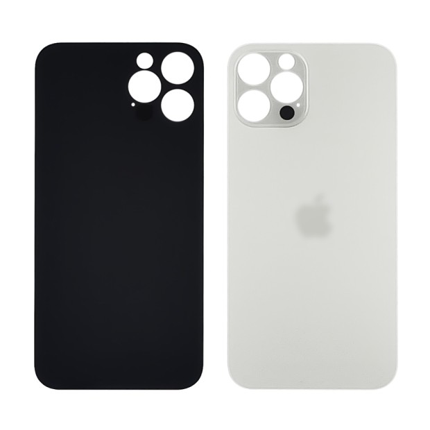 Заднє скло корпусу Apple iPhone 12 Pro Silver (біле) (Big hole)