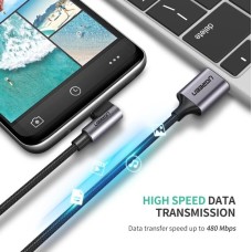 USB-кабель UGREEN US284 з кутовим штекером 3A (1м) (Type-C) (Чорний)