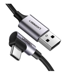 USB-кабель UGREEN US284 Angled 3A (1m) (Type-C) (Чёрный) (50941)