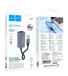 Адаптер Hoco UA37 1Gbit (USB - RJ45) (Сірий)