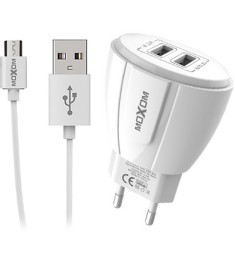 СЗУ-адаптер MOXOM KH-68+ MicroUSB-кабель (Белый)