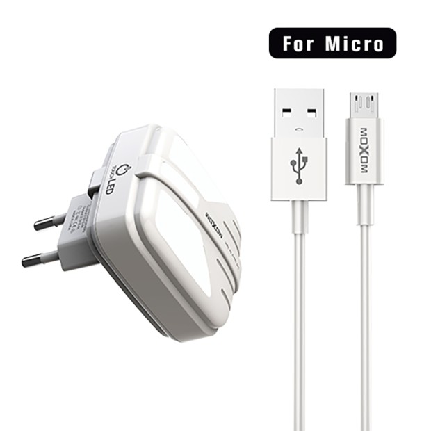 СЗУ-адаптер MOXOM KH-68+ MicroUSB-кабель (Белый)