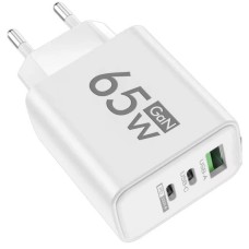 СЗУ-адаптер Profit GaN U65 65W (1USB / 2Type-C) (Белый) AT