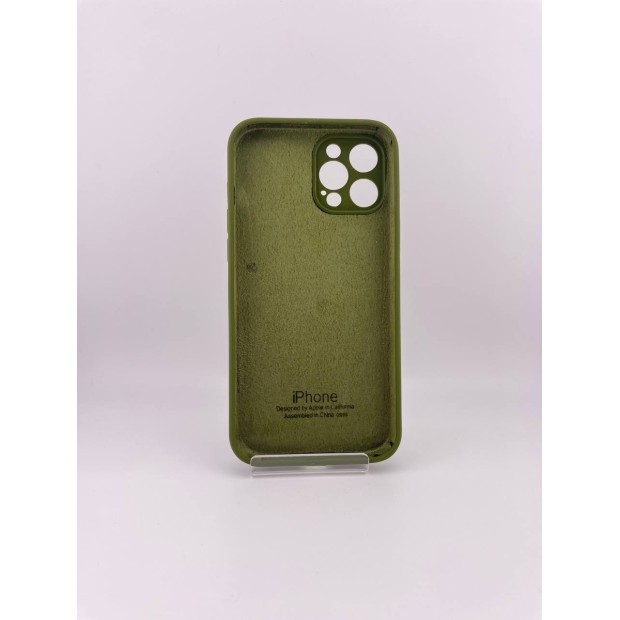Силіконовий оригінальний чохол RoundCam для Apple iPhone 12 Pro Max (46) в глибокому зеленому кольорі.