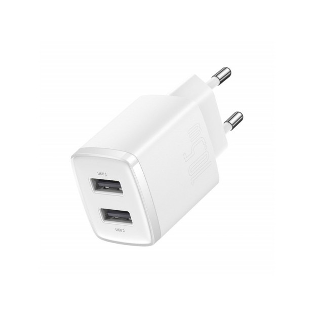 Адаптер Baseus Compact 10.5W 2A (2USB) (Білий) CCXJ010202