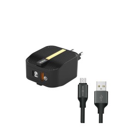Зарядний пристрій MOXOM HC-23 + MicroUSB-кабель (Чорний)