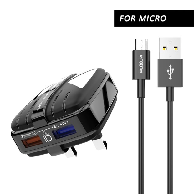 СЗУ-адаптер MOXOM HC-23 + MicroUSB-кабель (Чёрный)