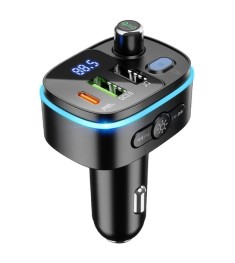 FM-модулятор Hoco E62 PD20W + QC3.0 2USB  /  1Type-C (Чорний) (Уцінка) (1 Катего..