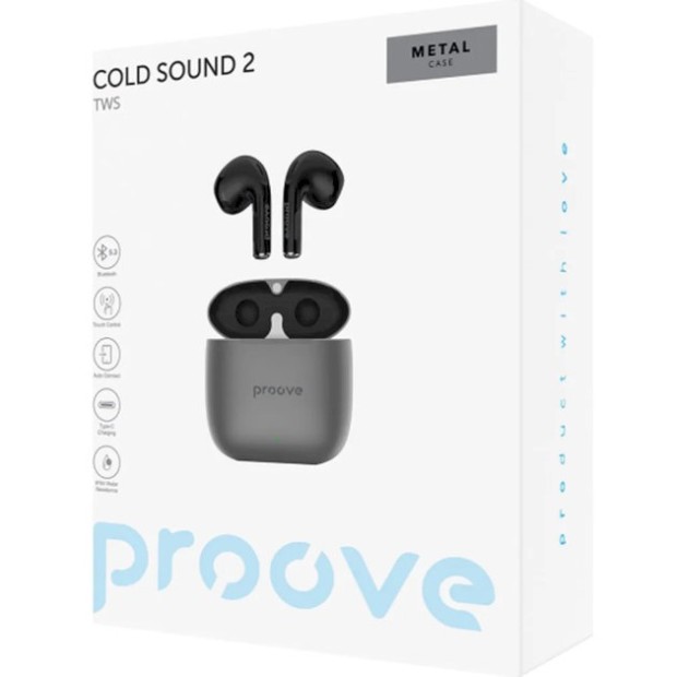 Беспроводные наушники-гарнитура вкладыши Proove Cold Sound 2 (Grey/Black) TWCS20010003 Беспроводные наушники-гарнитура вкладыши Proove Cold Sound 2 (Grey/Black) TWCS20010003