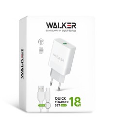 Walker WH-35 3A 18W Power Adapter (1USB) + Lightning Cable (White)