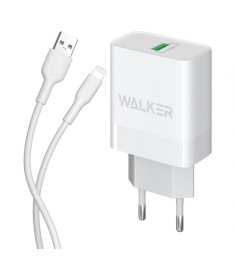 СЗУ-адаптер Walker WH-35 3A 18W (1USB) + кабель Lightning (Белый)