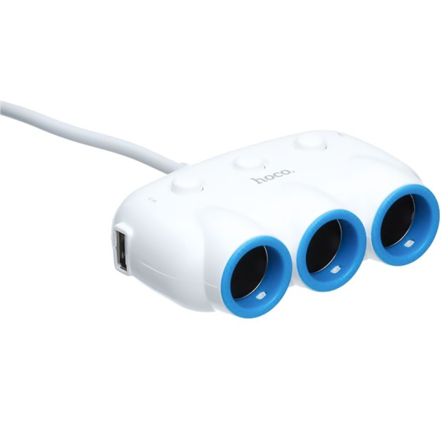АЗУ-адаптер Audio HUB Hoco C1 (3 порта) (Белый)