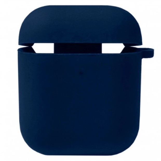 Чехол для наушников Full Silicone Case Logo Apple AirPods 1/2 (09) Midnight Blue
