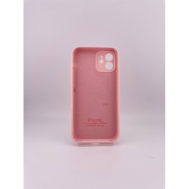 Силіконовий оригінальний круглий фірмовий чохол для Apple iPhone 12 (76) крейдяно-рожевий.