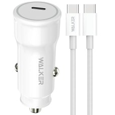АЗУ-адаптер Walker WCR-63 PD30W (1Type-C) + кабель Type-C - Type-C (Белый)