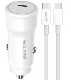 АЗУ-адаптер Walker WCR-63 PD30W (1Type-C) + кабель Type-C - Type-C (Белый)