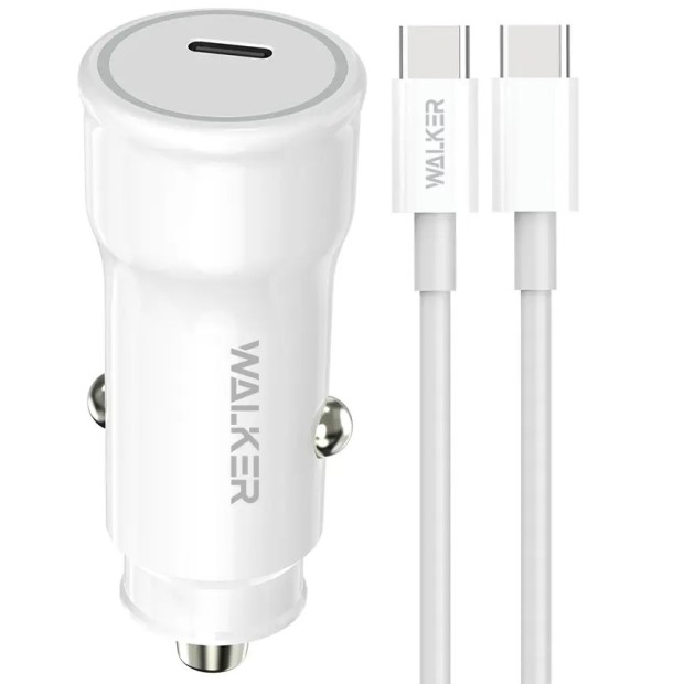 АЗУ-адаптер Walker WCR-63 PD30W (1Type-C) + кабель Type-C - Type-C (Белый)