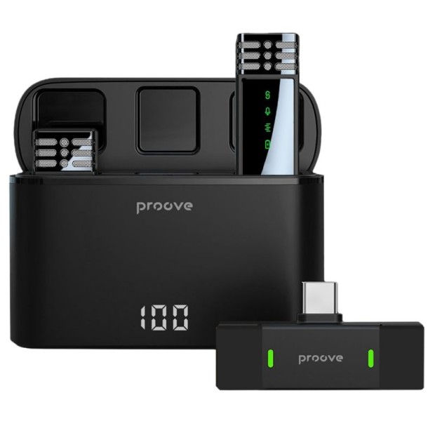 Беспроводной микрофон петличный Proove Record (Type-C / Lightning) (Black)