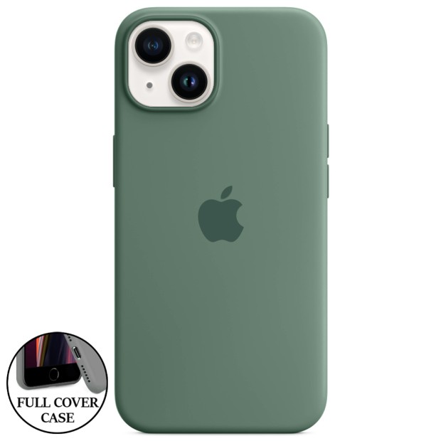 Оригінальний круглий силіконовий чохол для Apple iPhone 14 (55) темно-зелений