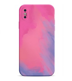 Силіконовий футляр WAVE для iPhone X  /  XS акварельний (рожевий / фіолетовий)