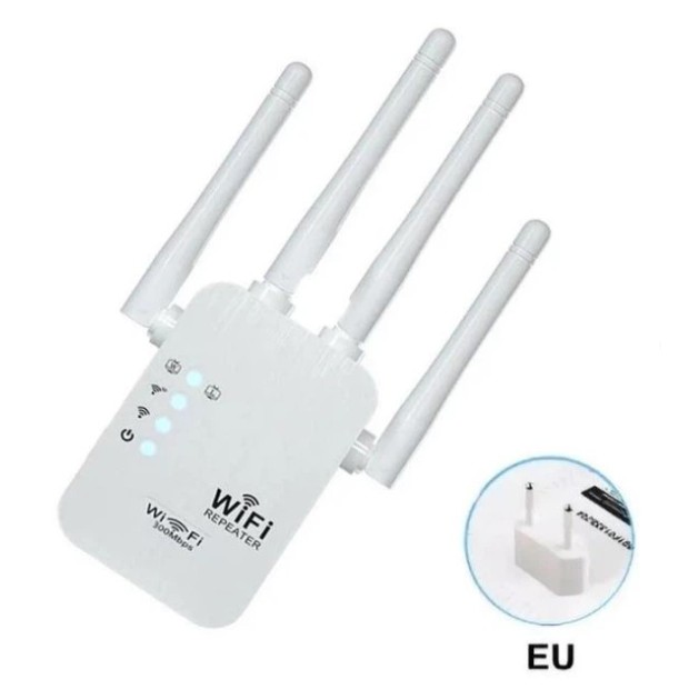 Ретранслятор-підсилювач сигналу репітер WiFi з антеною 300 Мбіт / с (Білий) Ретранслятор-підсилювач сигналу репітер WiFi з антеною 300 Мбіт / с (Білий)