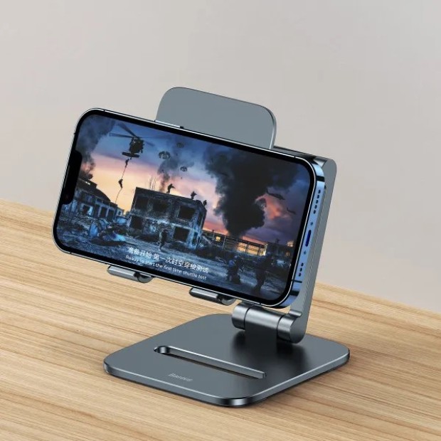 Тримач настільний для телефону Baseus Desktop Biaxial Foldable Metal Stand (Сірий) LUSZ000013