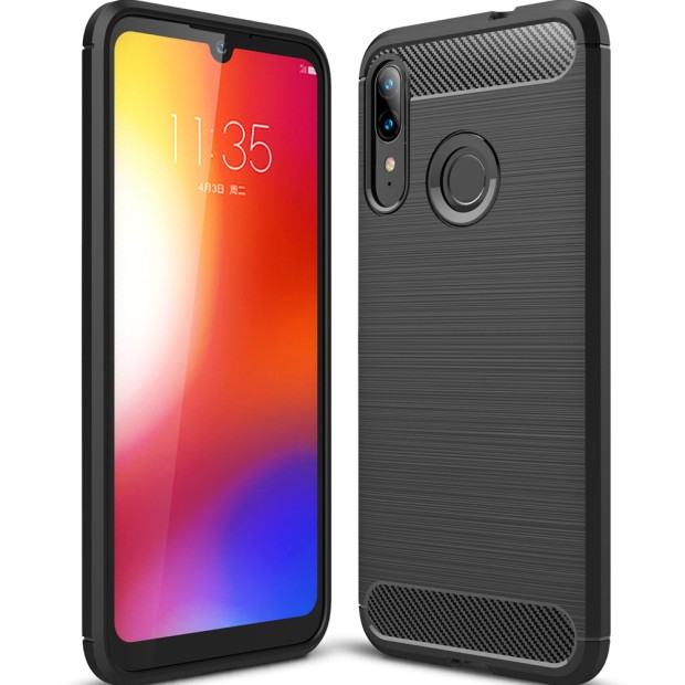 Силикон Polished Carbon Motorola Moto E6 Plus (Чёрный)