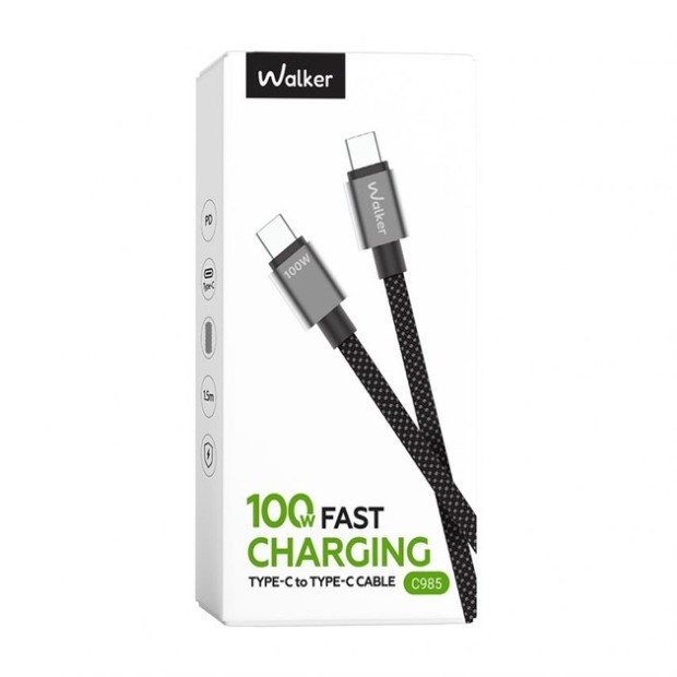 USB-кабель Walker C985 100W (1.5m) (Type-C - Type-C) (Чёрный)