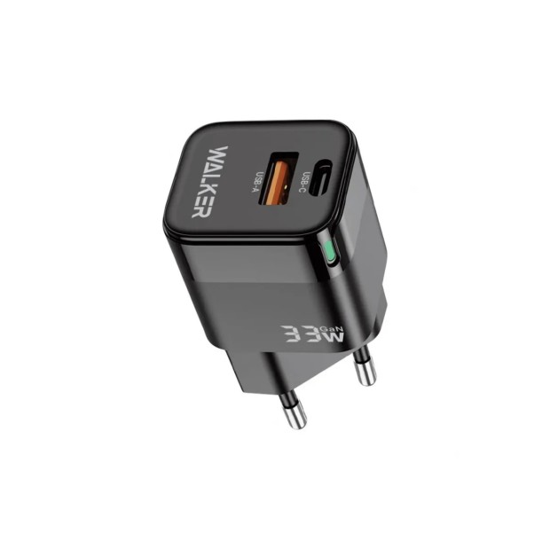 Walker WH-43 33W GAN Charger (1USB  /  1Type-C) (Black)