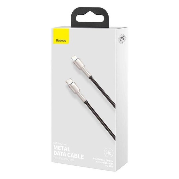 USB-кабель Baseus Cafule Metal Data 20W (0,25 м) (Type-C to Lightning) (Чорний) CATLJK-01