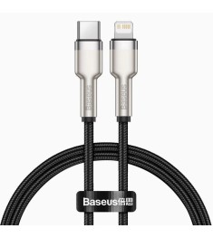 USB-кабель Baseus Cafule Metal Data 20W (0,25 м) (Type-C to Lightning) (Чорний) ..