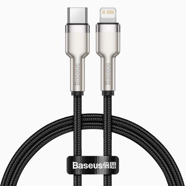 USB-кабель Baseus Cafule Metal Data 20W (0,25 м) (Type-C to Lightning) (Чорний) CATLJK-01
