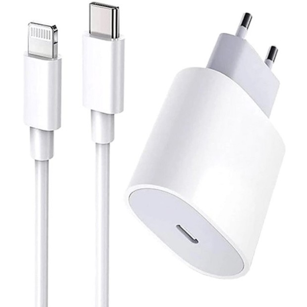 СЗП-адаптер Apple USB-C 20W Power Adapter + кабель USB-C на Lightning (Оригінал) K